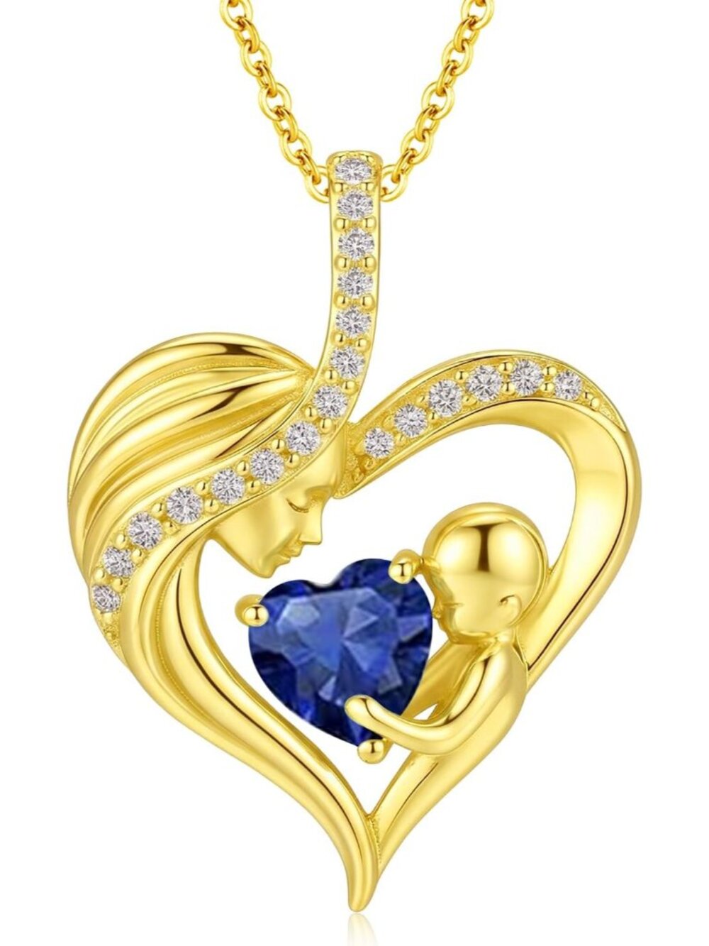 Heart Birthstone Necklace Mother and Daughter/Son Pendant Necklace Heart I Love